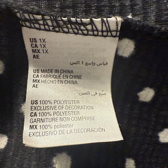 Women’s Charter Club Fleece long sleeve paja sleepshirt in black white & red 1X - Picture 6 of 7